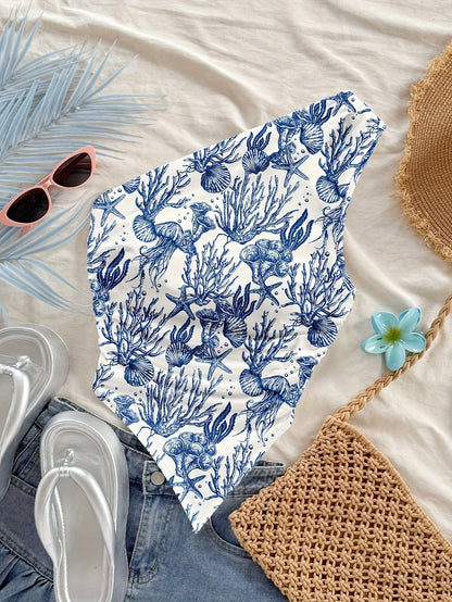 Damen Asymmetrisches Freizeit-Top mit Blumenmuster – Elegantes Sommer-Wochenend-Oberteil