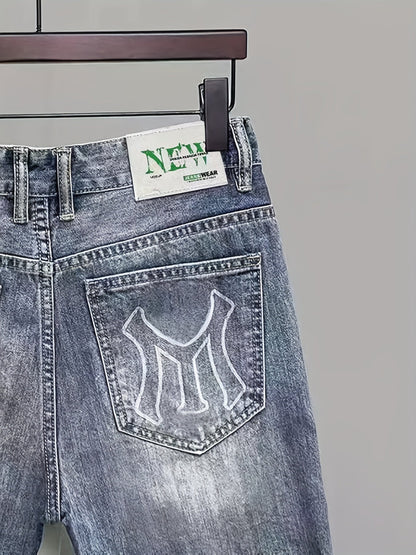 Herren Denim Shorts im Distressed Street Style mit grafischen Details – Lässige Freizeitshorts