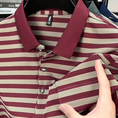 Herren Polohemd mit Streifenmuster und Brusttasche – Klassischer Freizeit-Look