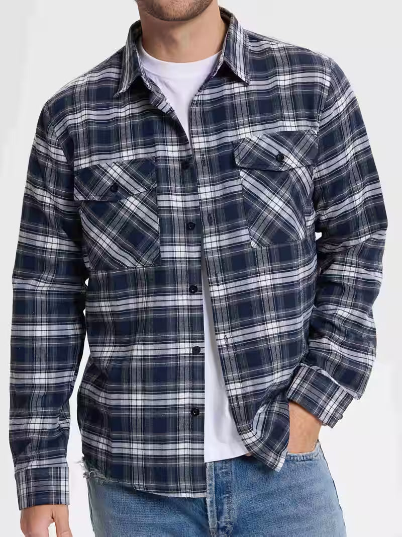 Herren Flanellhemd im karierten Casual-Look – Freizeit & Alltag