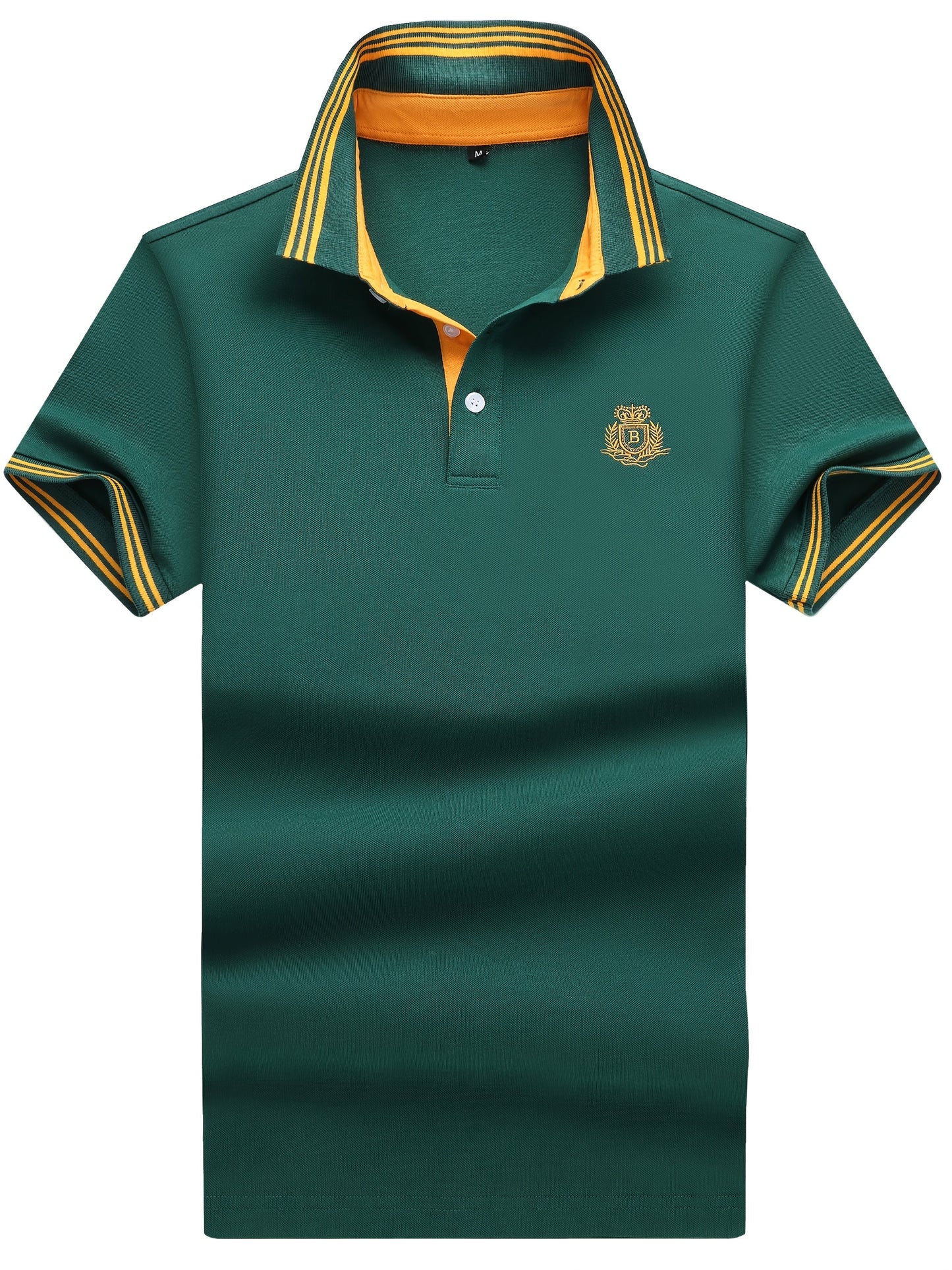 Herren Polo Shirt Klassisch Sportlich mit gesticktem Wappen und Kontrastkragen – Freizeit & Business