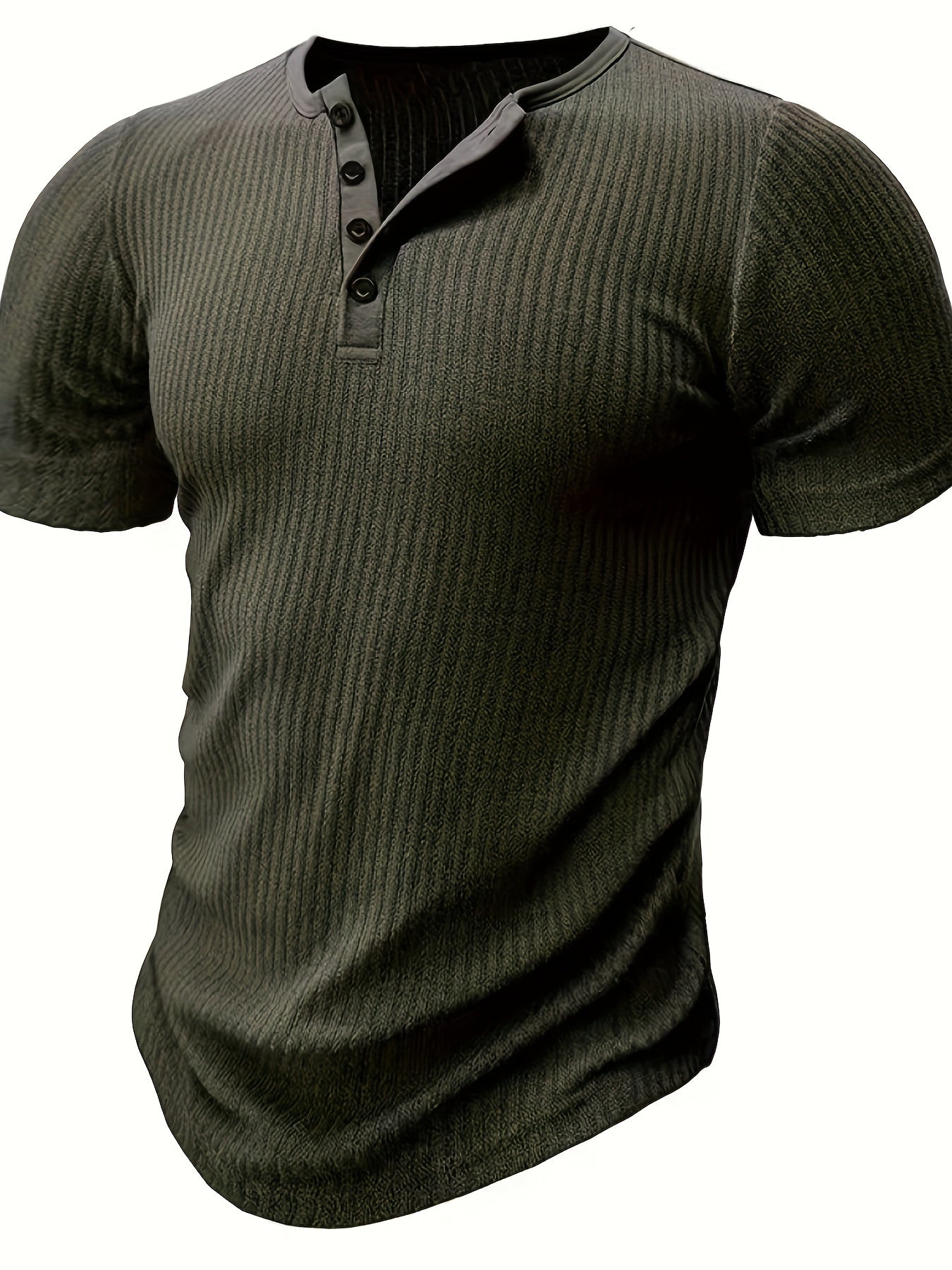 Herren Henley T-Shirt Kurzarm Gerippt Freizeitshirt – Stilvoll für Alltag und Freizeit