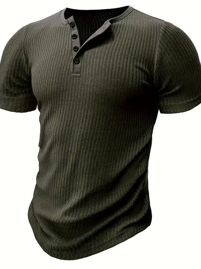 Herren Henley T-Shirt Kurzarm Gerippt Freizeitshirt – Stilvoll für Alltag und Freizeit
