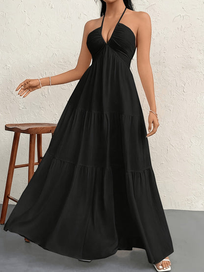 Damen Maxikleid Elegant mit Neckholder und A-Linien-Schnitt – Stilvolles Sommerkleid für besondere Anlässe