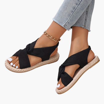 Damen Sommer-Sandalen mit Kreuzband und offener Spitze – Modische Freizeitschuhe für Alltag und Urlaub