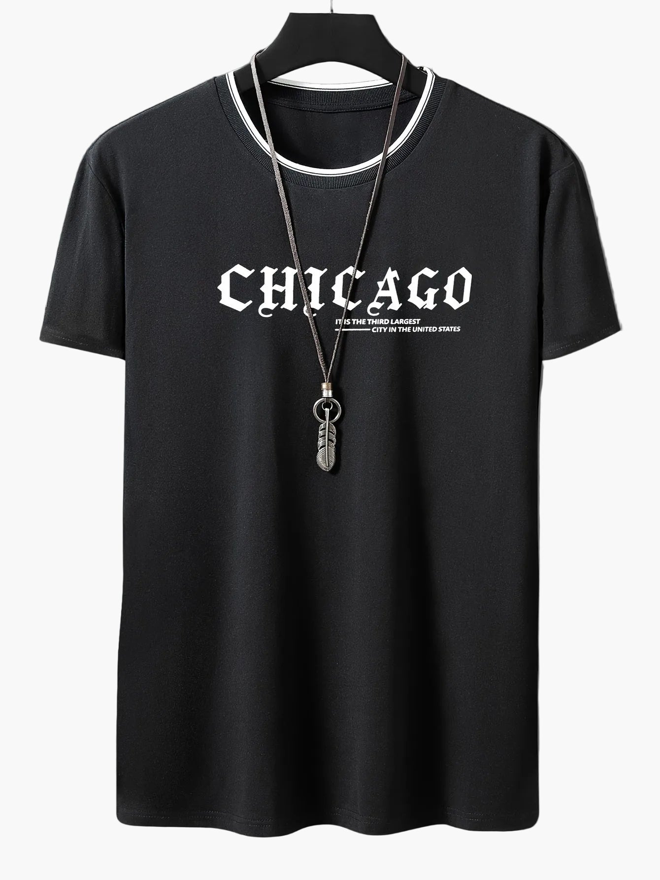 Herren T-Shirt Chicago Print Urban Streetwear Freizeitshirt