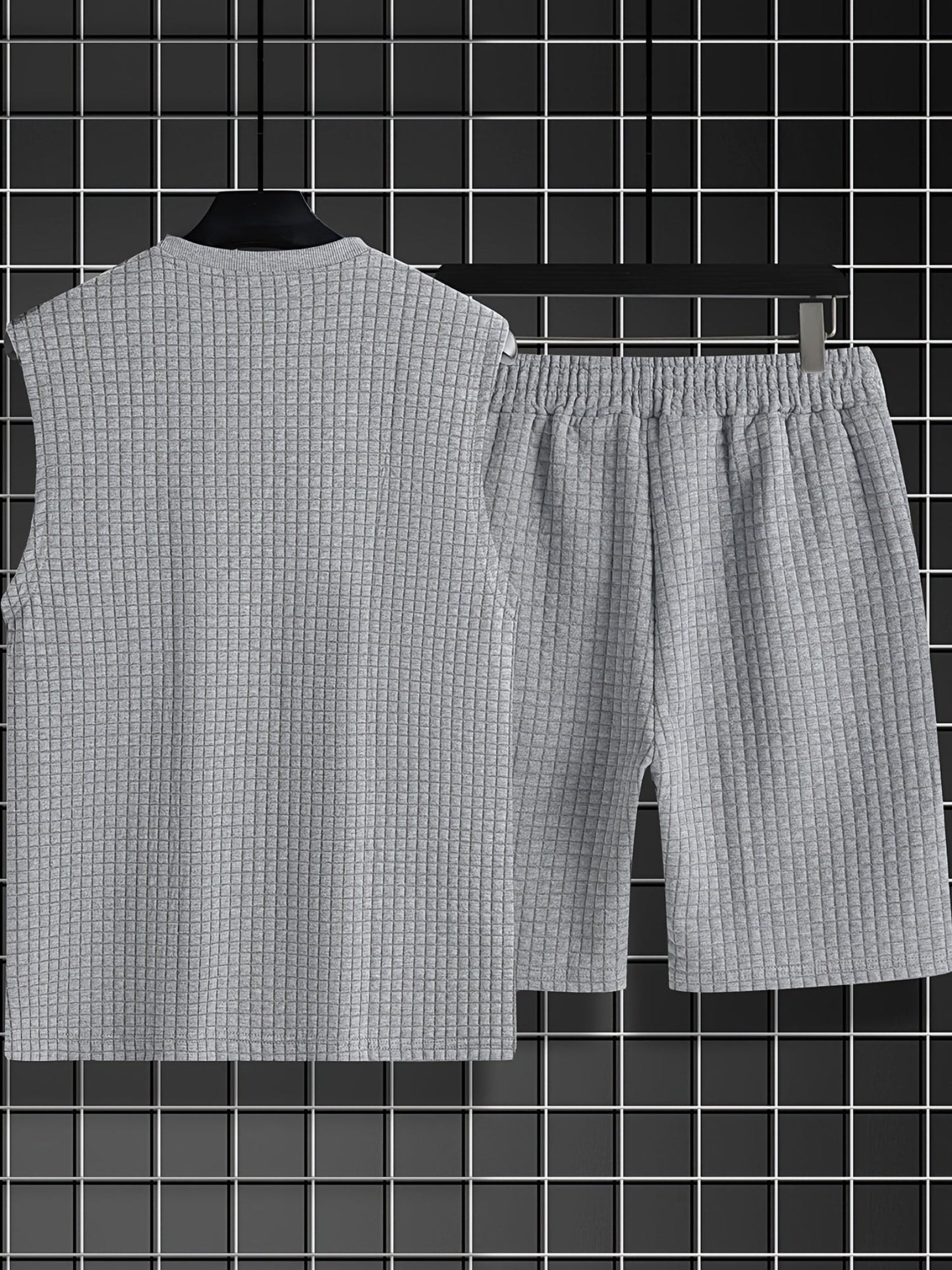 Herren Freizeit Tanktop-Set im modernen Karo-Look – ärmelloses Oberteil und Shorts, ideal für Sommer & Freizeit