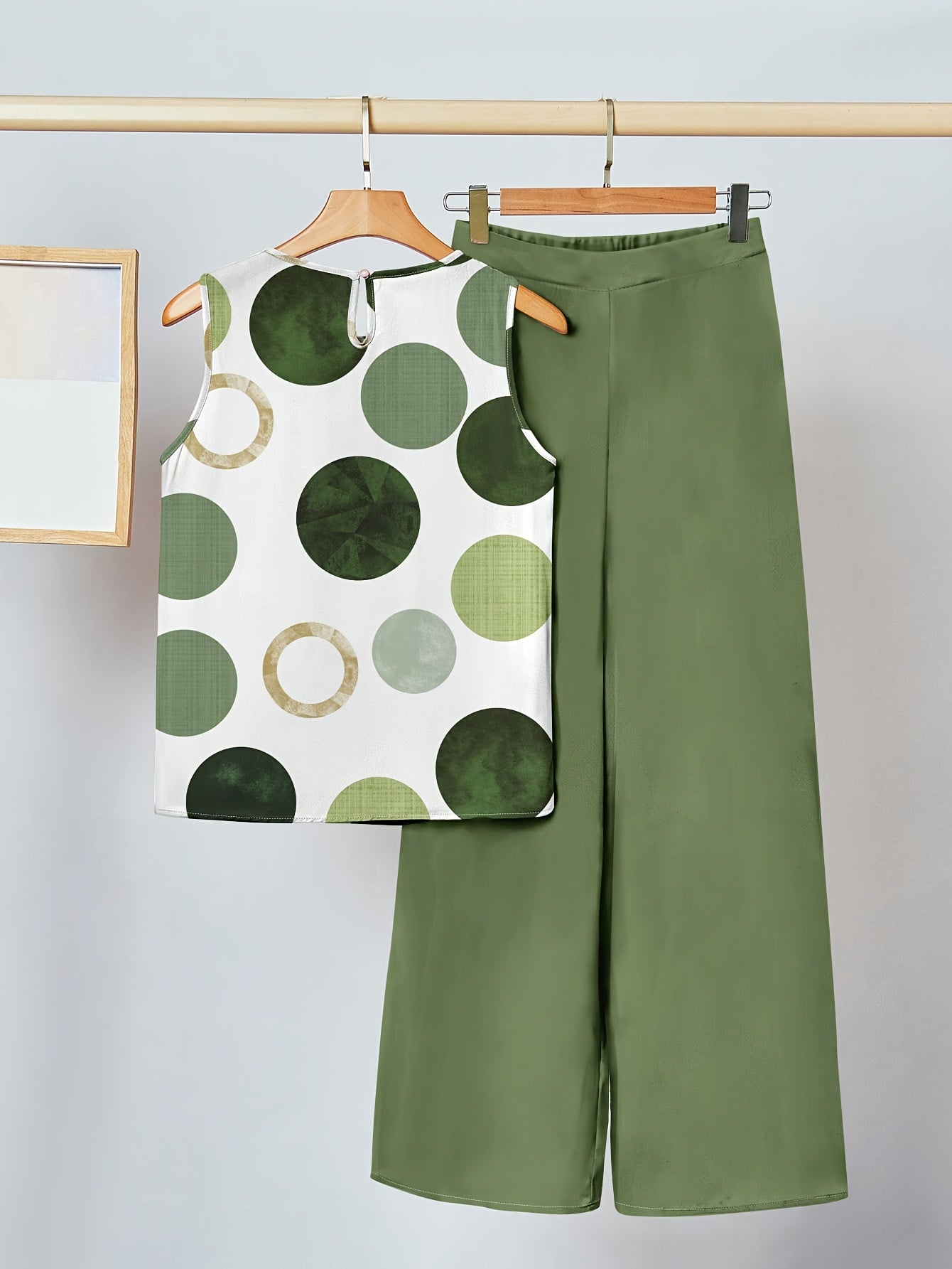 Damen Sommer Palazzo Hose Set – Elegantes Tropenmuster, Ideal für Freizeit & Urlaub