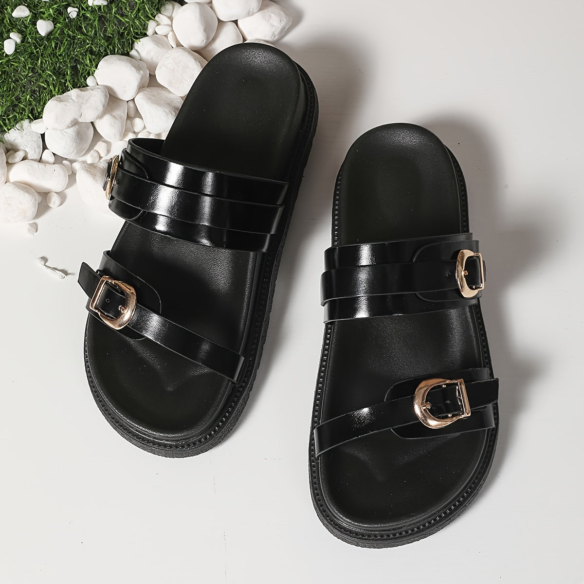 Damen Komfort-Sandalen mit doppelter Schnalle – Modische Freizeitschuhe für den Sommer