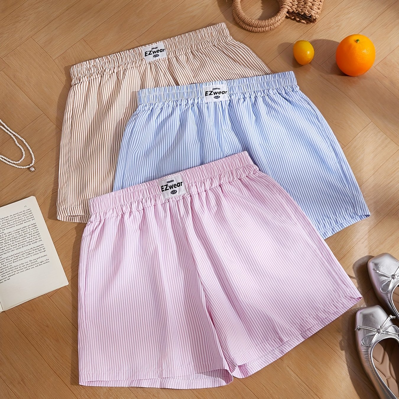 Damen Pyjama Shorts Set – Gestreifte lockere Homewear, bequem & stilvoll