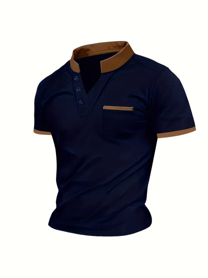 Herren Poloshirt mit Stehkragen und Brusttasche – Moderner Freizeitstil für jeden Anlass