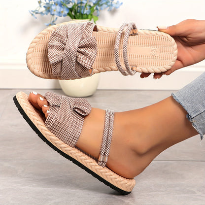 Damen Sommer Sandalen mit Schleife und Knöchelriemen – Modische Freizeitschuhe für Alltag und Urlaub
