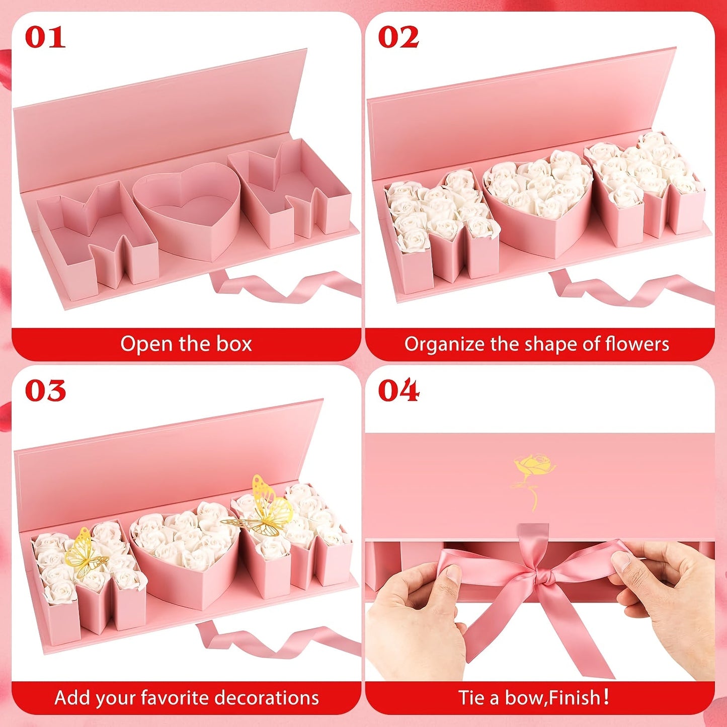 Geschenkbox Muttertag Deko Herz & Buchstaben – Elegante Präsentationsbox für Frauen, Muttertagsgeschenk, Dekoration