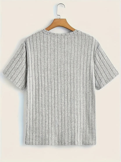 Herren T-Shirt mit vertikalem Rippendesign – Modernes Kurzarm Basic für stilvolle Outfits