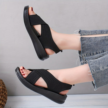 Damen Komfort-Slingback-Sandalen mit Kreuzriemen für Alltag und Freizeit