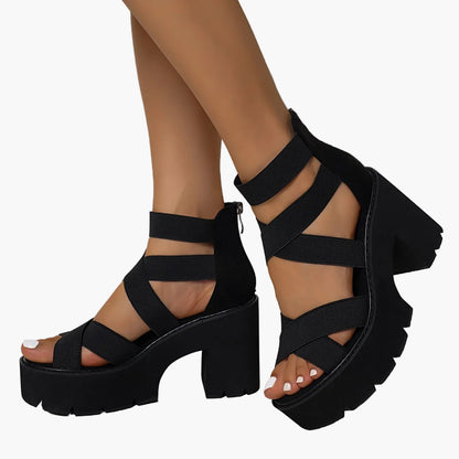 Damen Chunky Plateau Sandalen mit Blockabsatz und Riemen – Trendige Alltags- und Partyschuhe