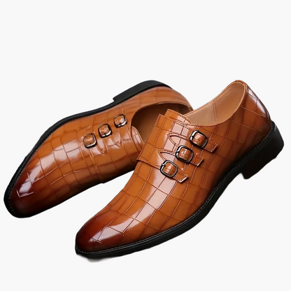 Herren Business-Slipper Vintage mit Dreifach-Schnalle – Elegante Schuhe für Büro & festliche Anlässe