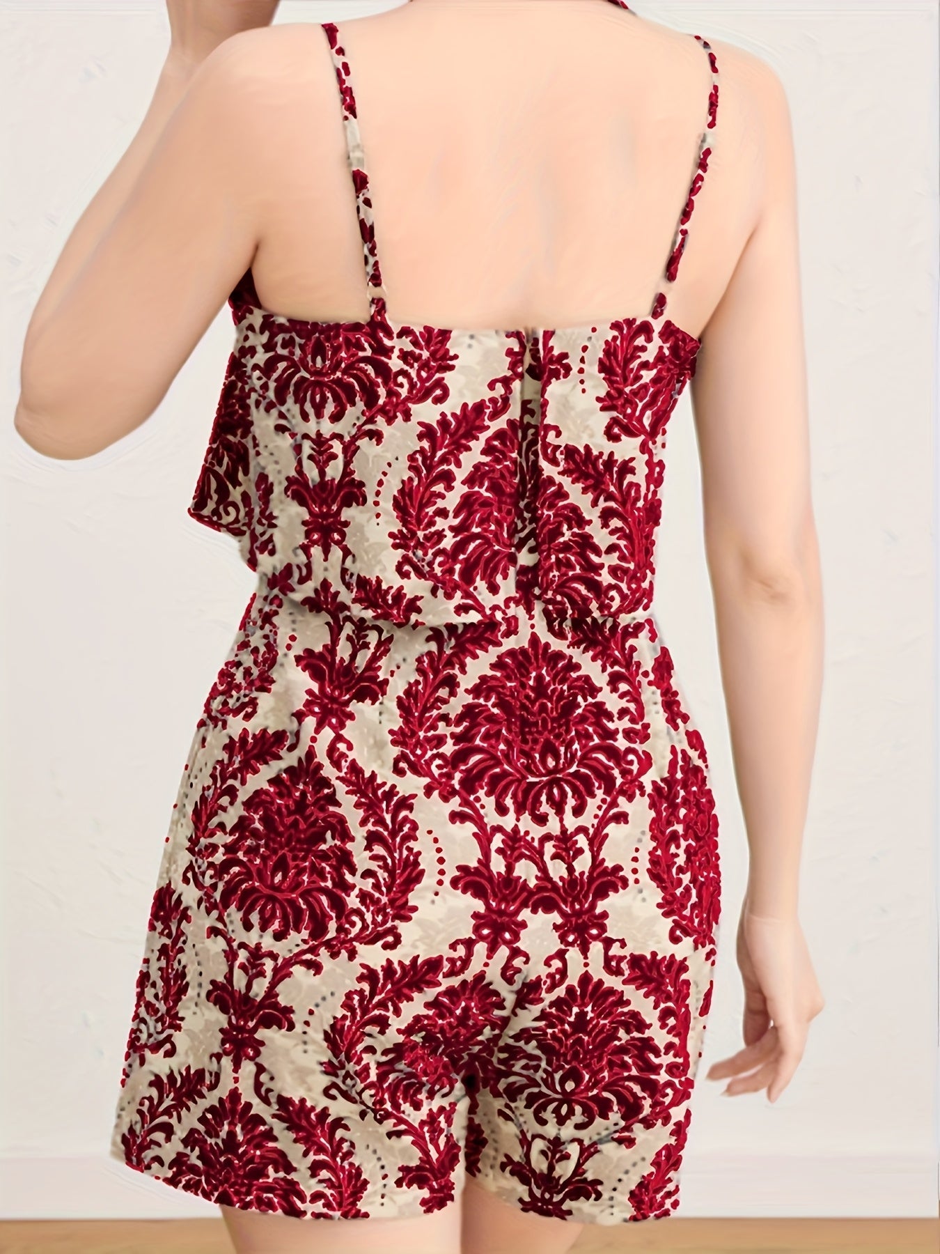 Damen Jumpsuit mit Trägern und elegantem Ornamentmuster – Stilvoller Einteiler für Freizeit und besondere Anlässe