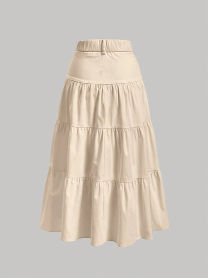 Damen Stufenrock High Waist Elegant Freizeitmode