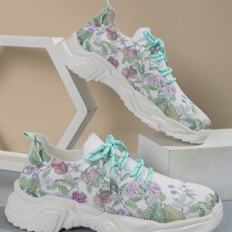 Heather – Lässige Blumen Sportschuhe Damen Flachboden Übergröße