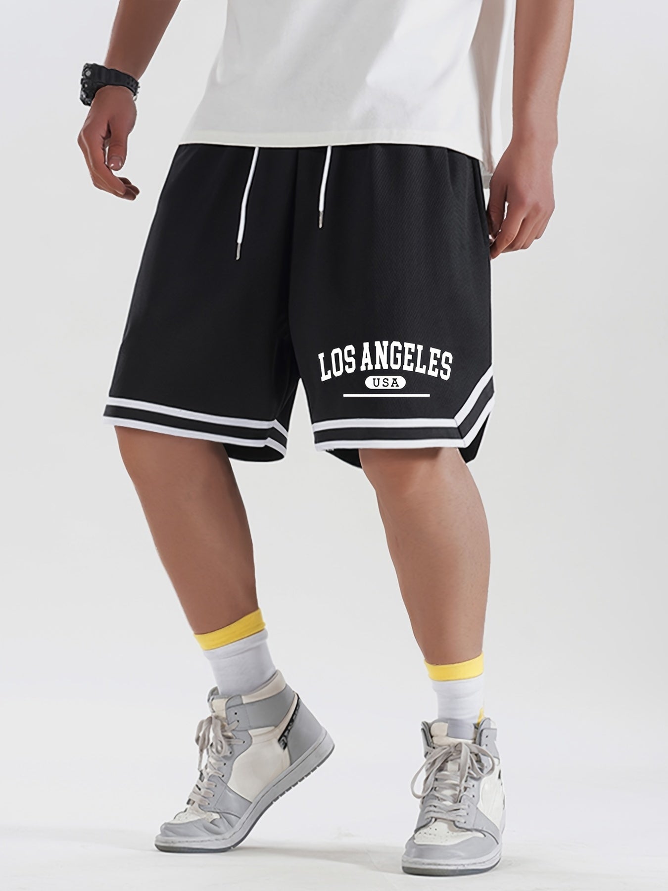 Herren Basketball-Shorts im sportlichen Streetstyle mit Los Angeles Print – Freizeit & Training