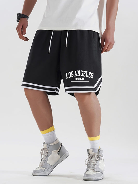 Herren Basketball-Shorts im sportlichen Streetstyle mit Los Angeles Print – Freizeit & Training