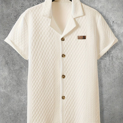 Herren Kurzarm Hemd mit Strukturmuster und Relax-Kragen – Stilvolles Freizeitshirt für moderne Looks