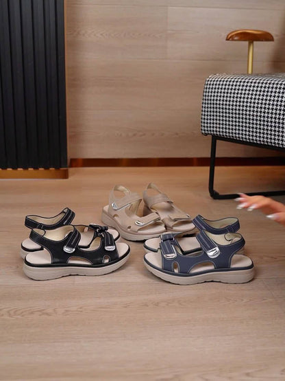 Damen Komfort-Sandalen mit Klettverschluss und Plateau – Perfekt für Alltag und Freizeit