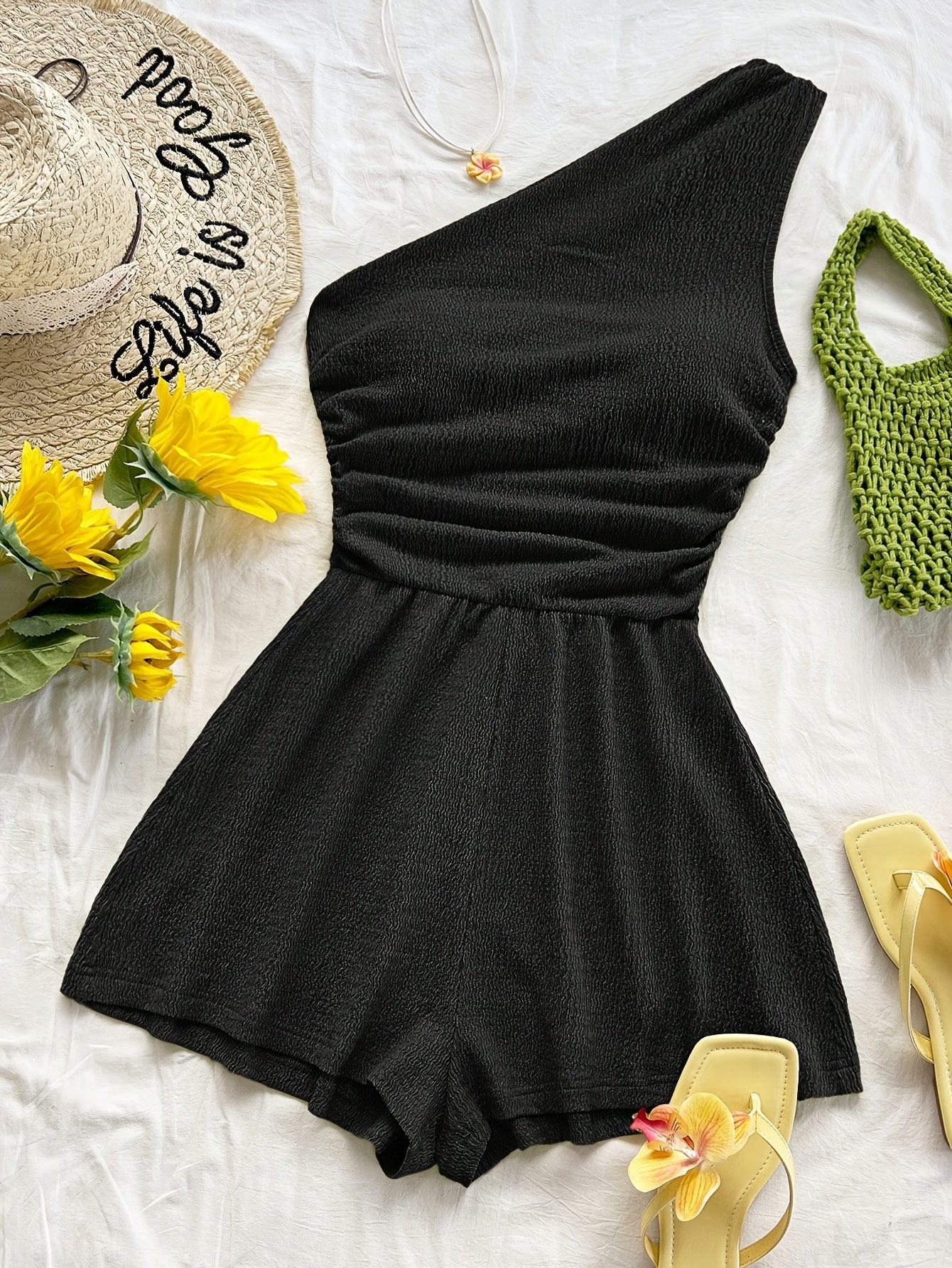 Damen Ein-Schulter-Jumpsuit im lässigen Sommerstil – Perfekt für Freizeit und Urlaub