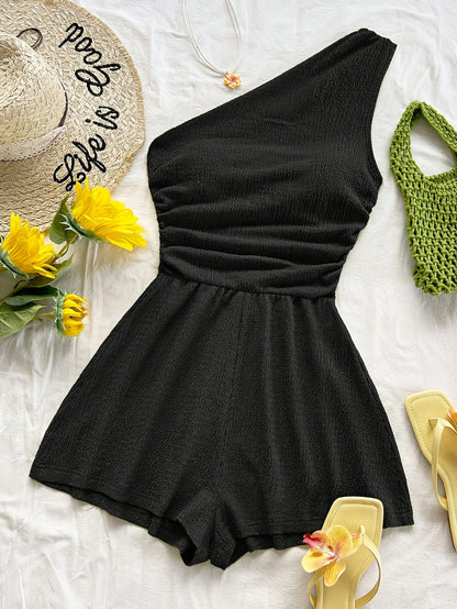 Damen Ein-Schulter-Jumpsuit im lässigen Sommerstil – Perfekt für Freizeit und Urlaub