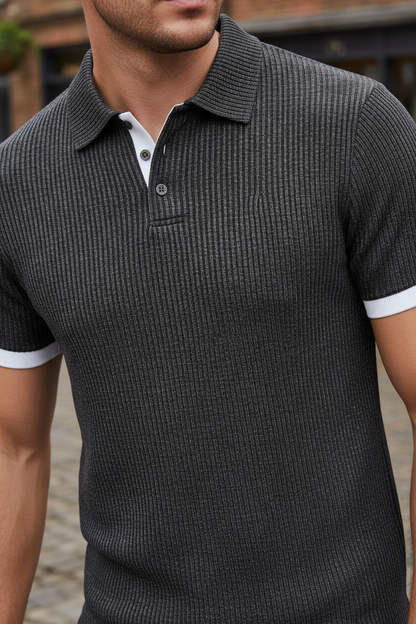 Herren Polohemd Modern Fit Kurzarm – Strukturierter Freizeit-Look mit Knopfleiste