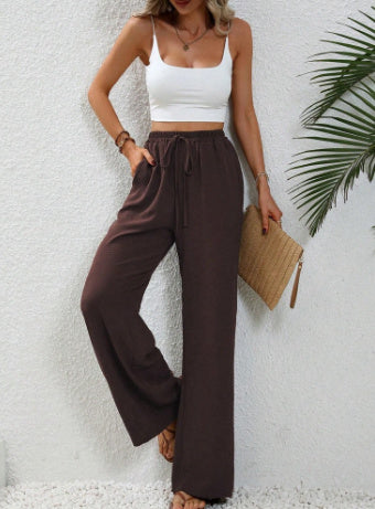 Stephanie – Weit geschnittene Damenhose mit Kordelzug und Taschen