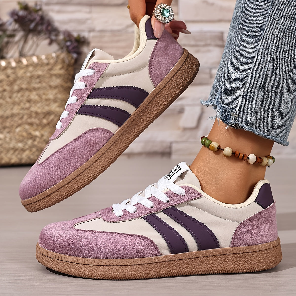 Damen Retro Sneaker mit Streifen – Lässige Streetstyle Turnschuhe für Alltag & Freizeit