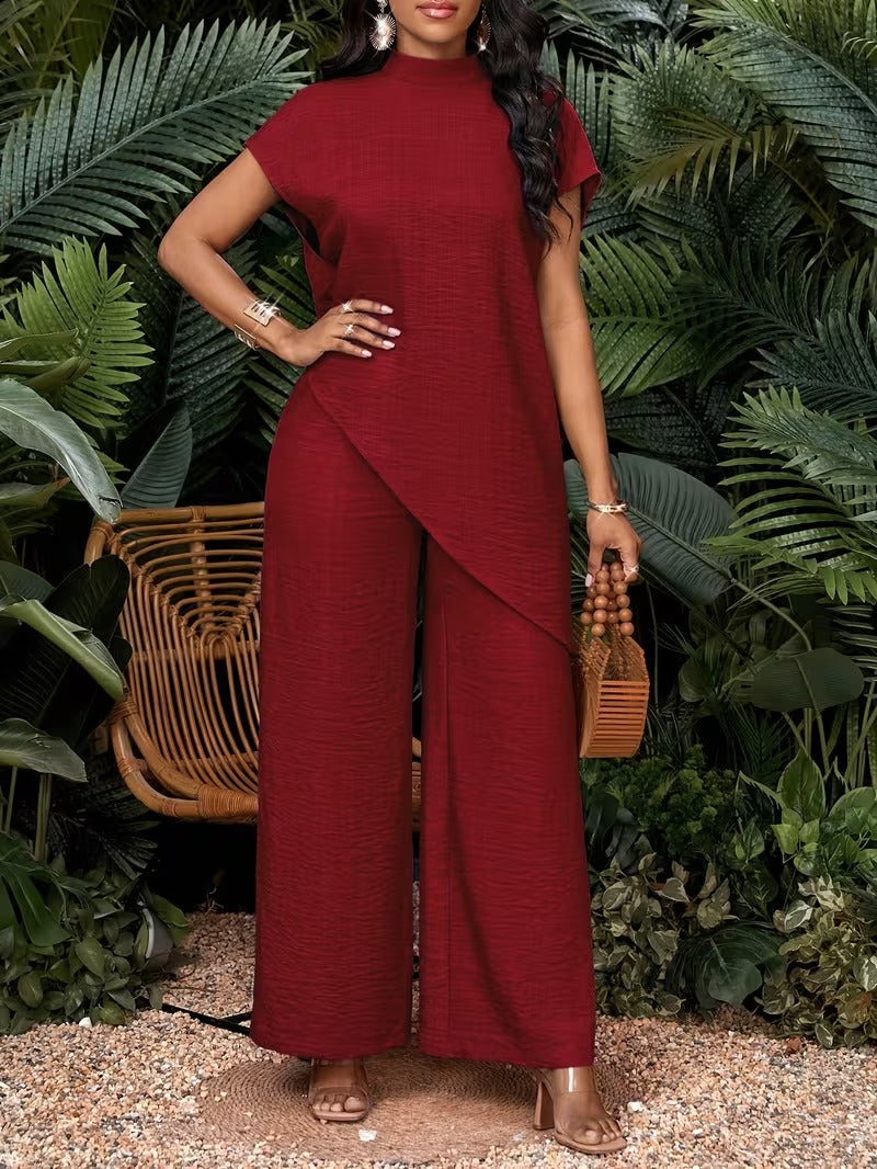 Damen Jumpsuit Elegant Asymmetrisch Weit Bein Sommer Büro Freizeit