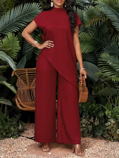 Damen Jumpsuit Elegant Asymmetrisch Weit Bein Sommer Büro Freizeit