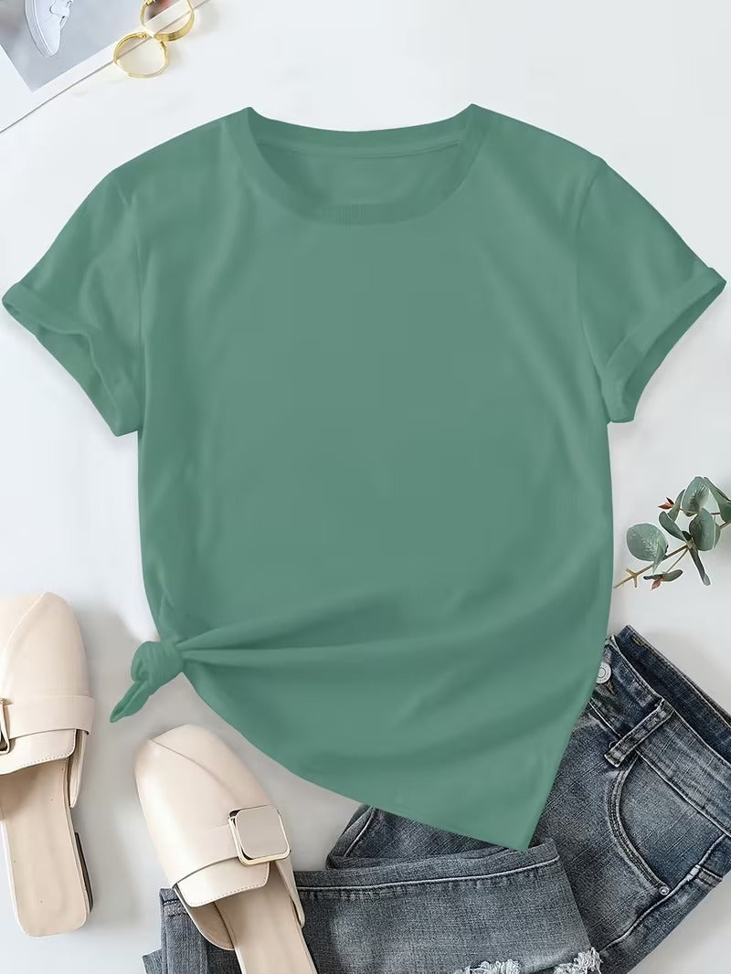 Damen Basic T-Shirt für Alltag und Freizeit – Klassischer Rundhals, Kurzarm, Bequemer Schnitt