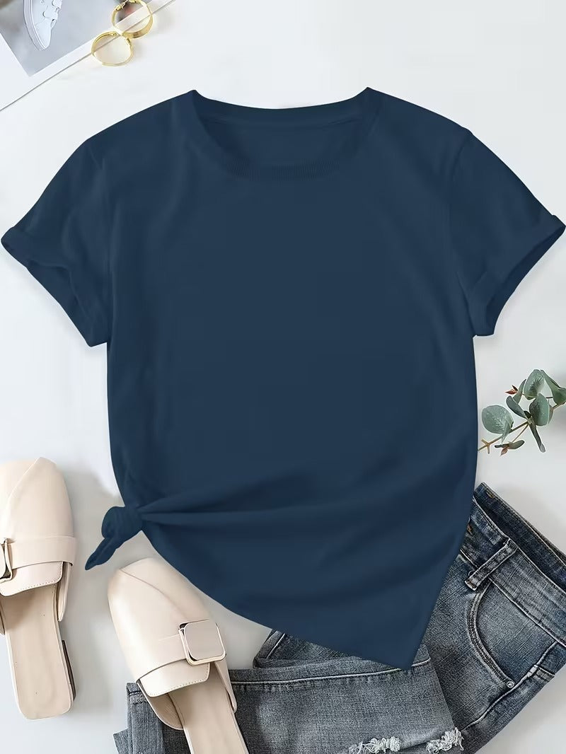 Damen Basic T-Shirt für Alltag und Freizeit – Klassischer Rundhals, Kurzarm, Bequemer Schnitt