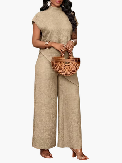 Damen Jumpsuit Elegant Asymmetrisch Weit Bein Sommer Büro Freizeit
