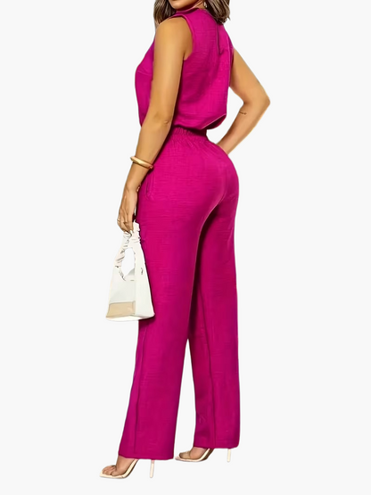 Damen Eleganter Jumpsuit für Büro und Alltag – Ärmellos, Weite Hose, Stilvolle Einteiler