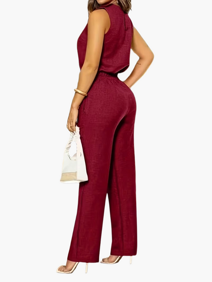 Damen Eleganter Jumpsuit für Büro und Alltag – Ärmellos, Weite Hose, Stilvolle Einteiler