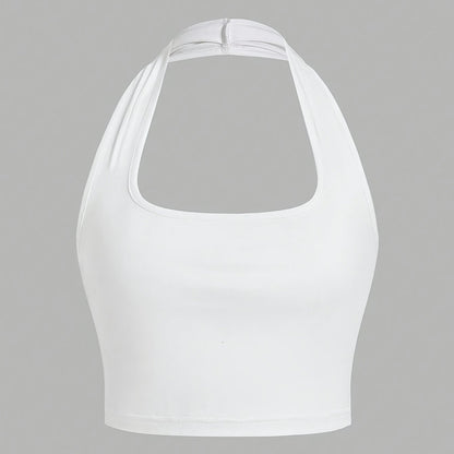 Damen Halterneck Crop Top – Rückenfrei, Sommer, Modisch, Freizeit