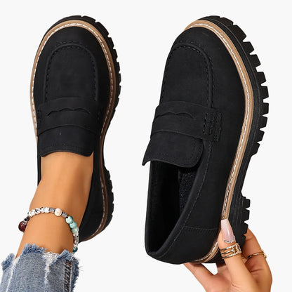 Damen Freizeit-Loafer mit Profilsohle – Bequeme Slip-On Schuhe für Alltag und Büro