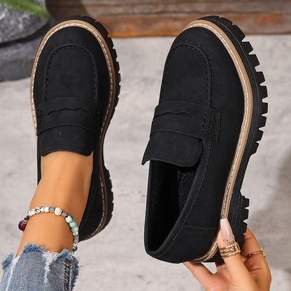 Damen Freizeit-Loafer mit Profilsohle – Bequeme Slip-On Schuhe für Alltag und Büro