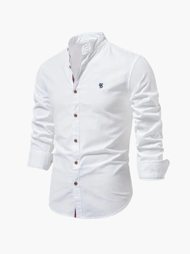 Herren Stehkragen Freizeithemd – Modernes Langarmshirt für Büro & Alltag