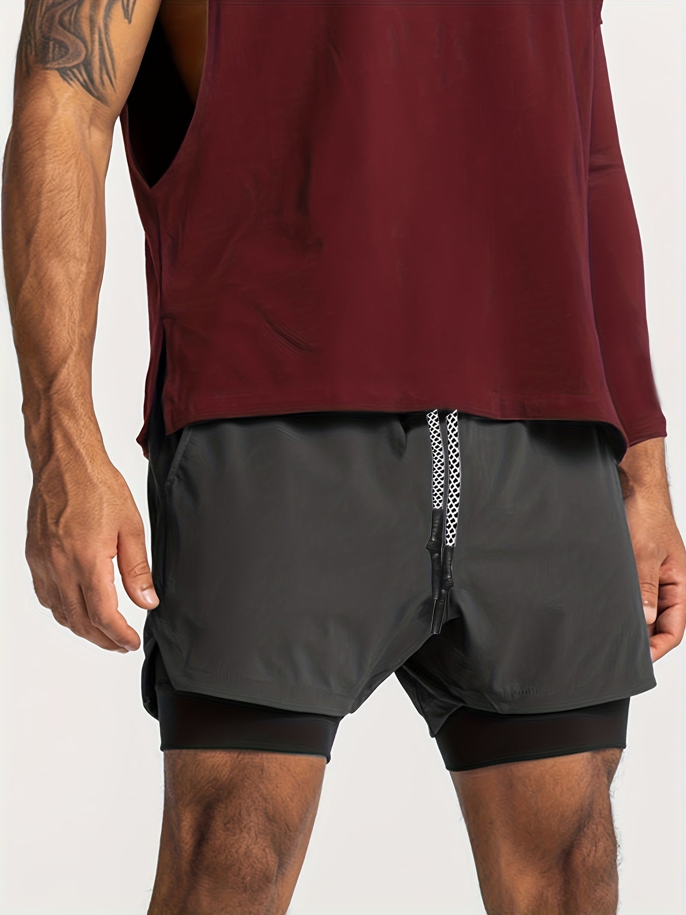 Herren Dual-Layer Fitness Shorts – Trainingsshorts mit Innenshorts für Sport und Fitness