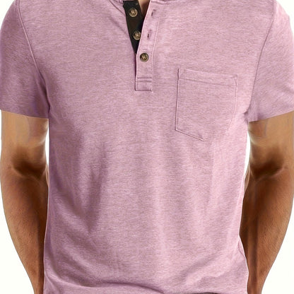 Herren Henley T-Shirt Kurzarm mit Knopfleiste – Casual Freizeitshirt