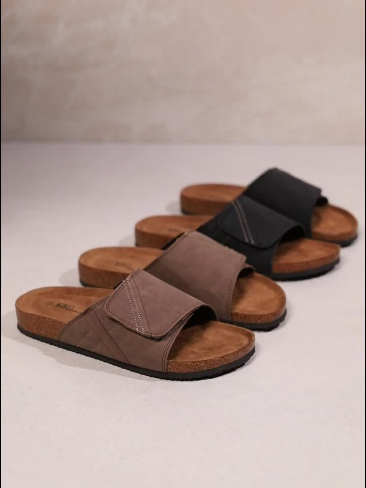Herren Komfort-Pantoletten für Alltag & Freizeit – Bequeme Sandalen mit Klettverschluss