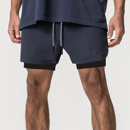Herren Dual-Layer Fitness Shorts – Trainingsshorts mit Innenshorts für Sport und Fitness