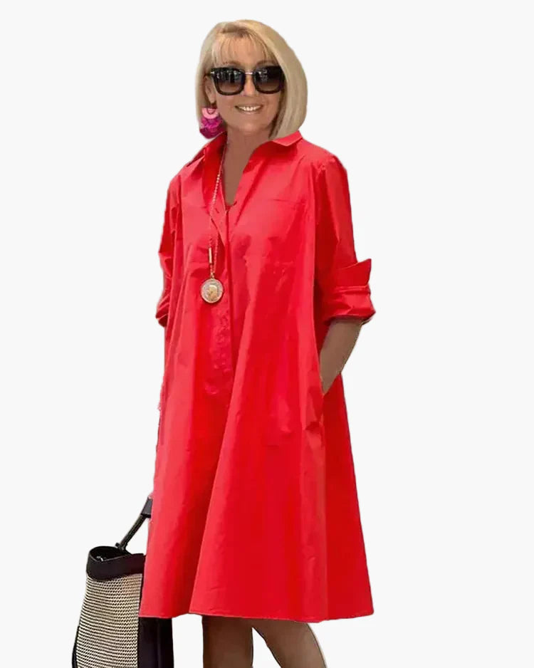 Damen Hemdblusenkleid Elegant Freizeitmode – Lockerer Schnitt, Modischer Stil, Perfekt für Alltag und Urlaub