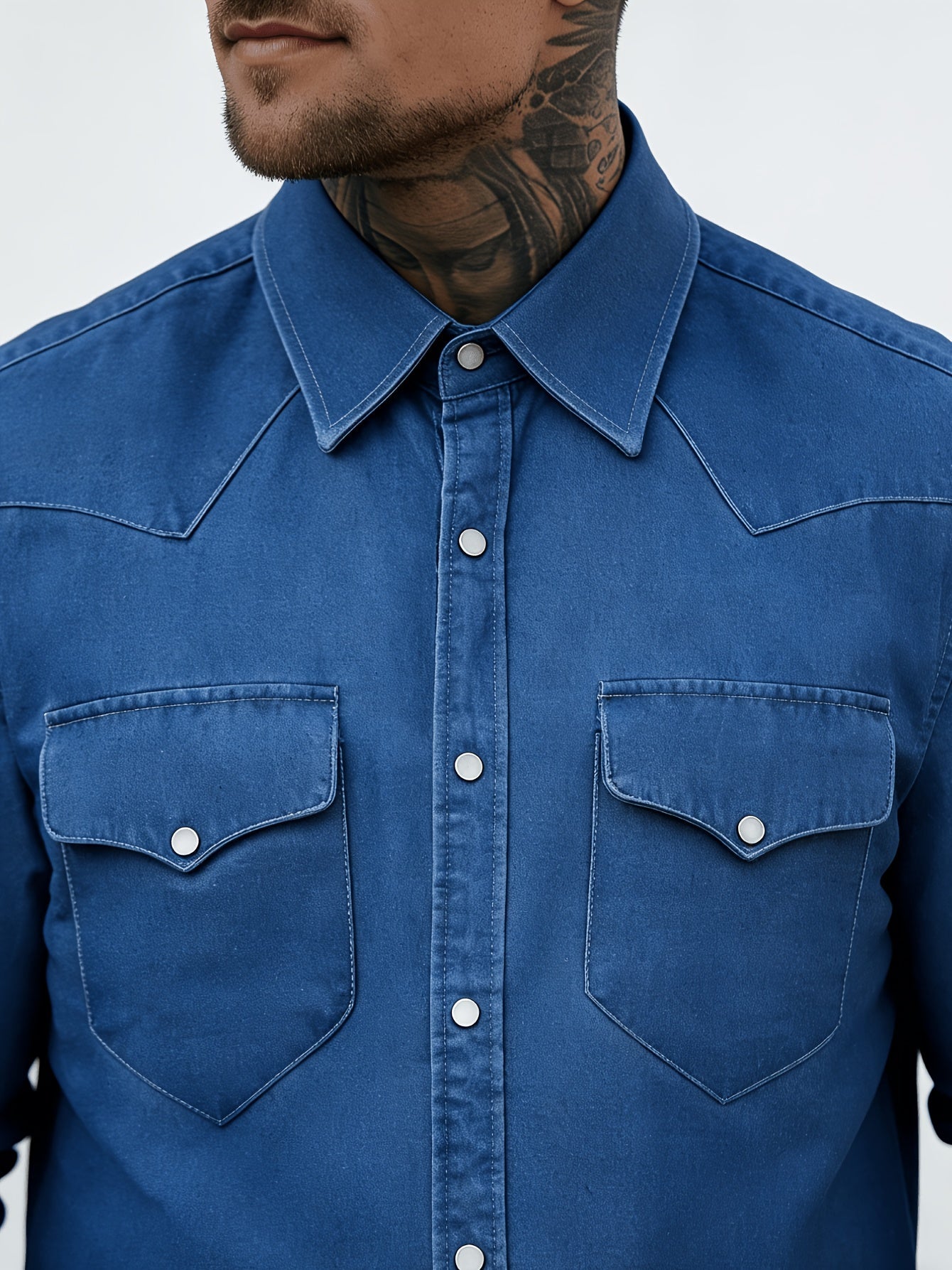 Herren Denim Hemd im Casual Western Stil – Perfekt für Freizeit und Alltag